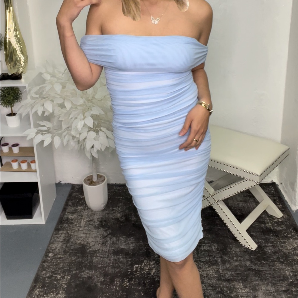 Sheer off shoulder dress